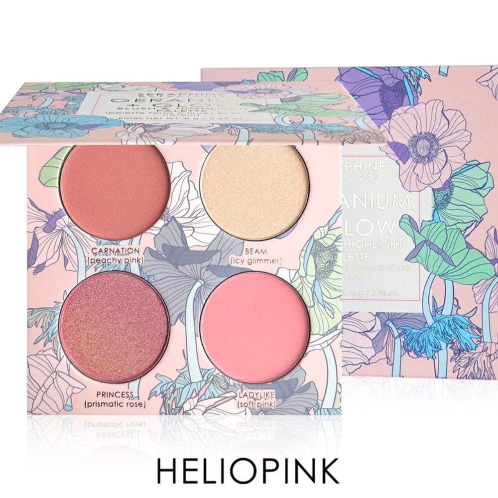 NIB Geranium + Glow Blush & Highlight Palette Heliopink - Seraphine Botanicals